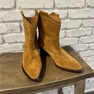 Pedro Garcia Tan Suede Heeled Boots